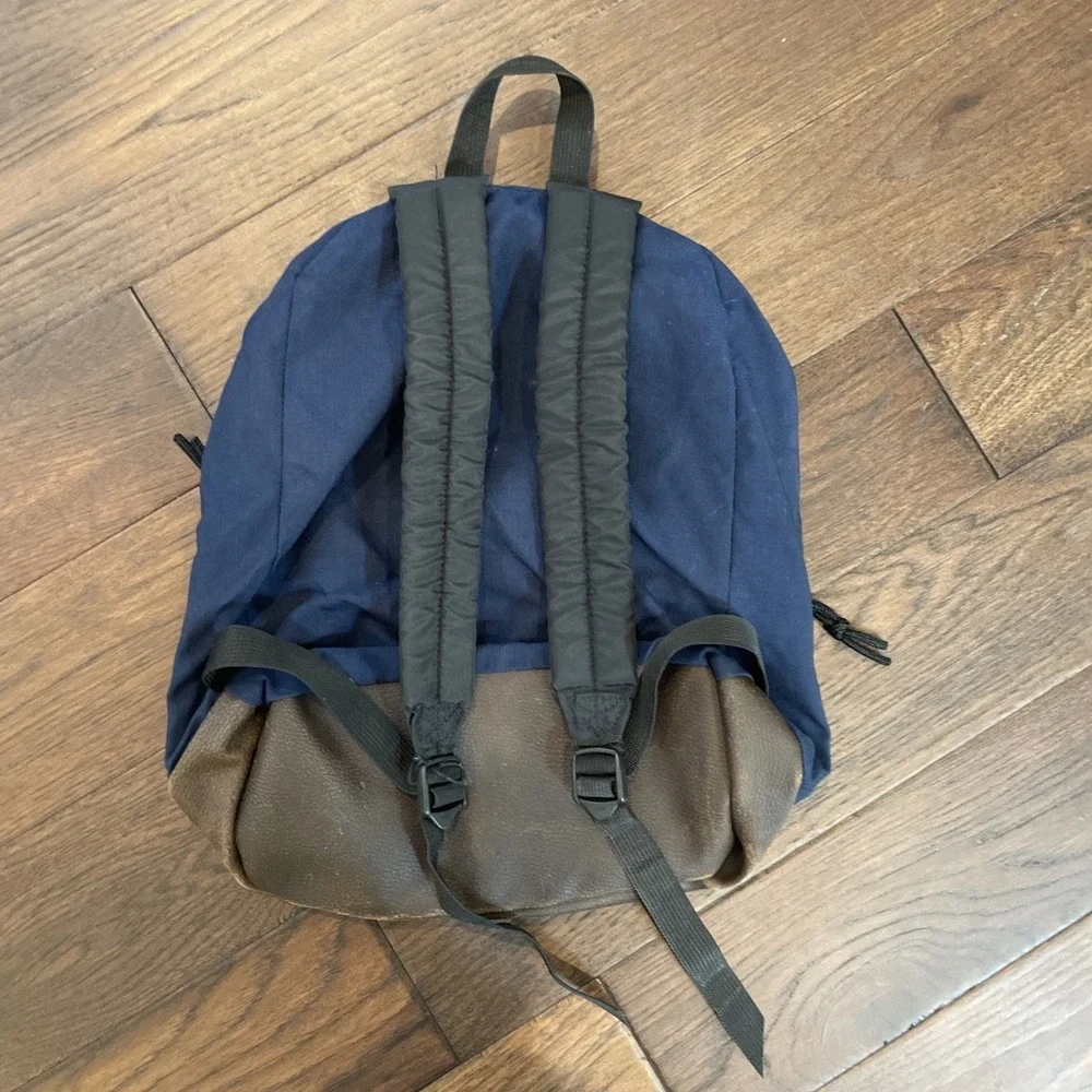 JANSPORT OG Classic Back Pack Navy‎ Blue Suede Leather Bottom